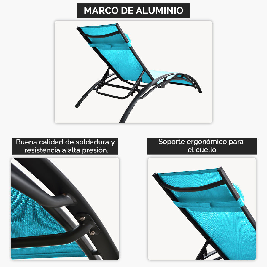 PURPLE LEAF Juego de chaise lounge para patio, playa al aire libre, piscina, tumbona para tomar el sol, silla reclinable, sillas exteriores con mesa auxiliar incluida