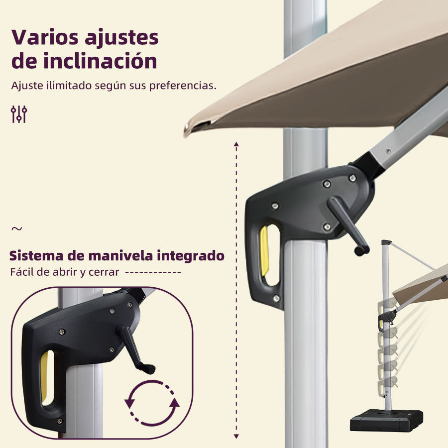 PURPLE LEAF Paraguas Descentrado Inclinable Rectangular Paraguas de Jardín Exterior con Techo Doble Giratorio 360°, Paraguas de Terraza Exterior
