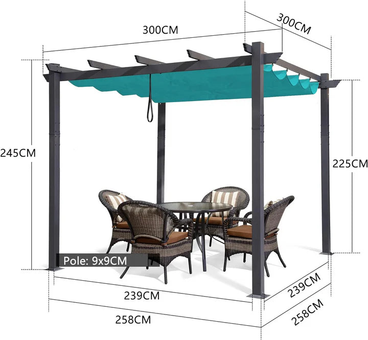 PURPLE LEAF Pérgola Pabellón Metálico de Jardín Pérgola Impermeable Estable a Prueba de Invierno, Pabellón de Jardín con Techo Parasol