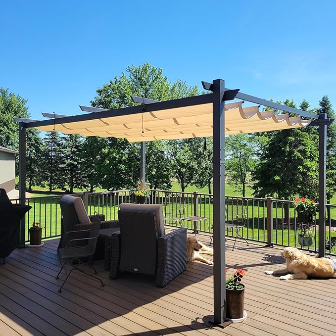 PURPLE LEAF Pérgola Pabellón Metálico de Jardín Pérgola Impermeable Estable a Prueba de Invierno, Pabellón de Jardín con Techo Parasol