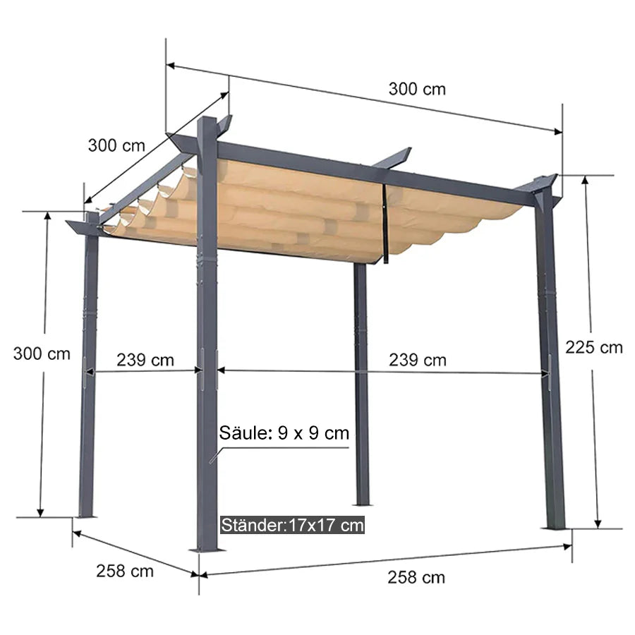 PURPLE LEAF Pérgola Metálica para Jardín, Pabellón de Pérgola Impermeable, Estable y Resistente al Invierno, Pabellón de Jardín con Protección Solar y Cubierta.